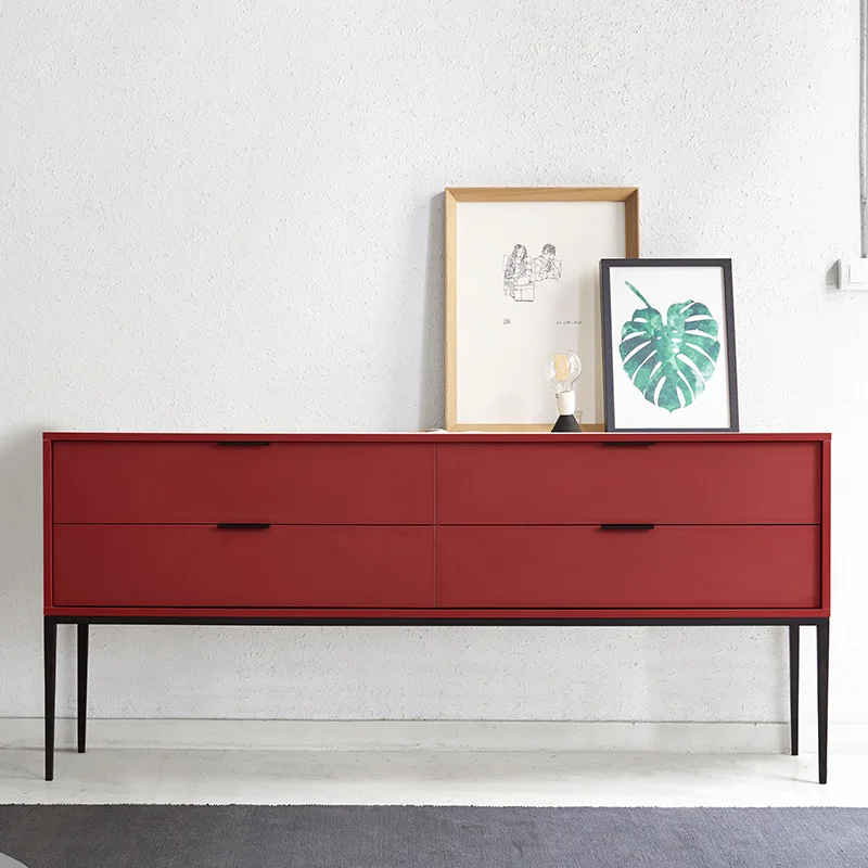

Italian minimalist chest Nordic minimalist drawer cabinet Edge Modern minimalist bedroom TV cabinet High-footed