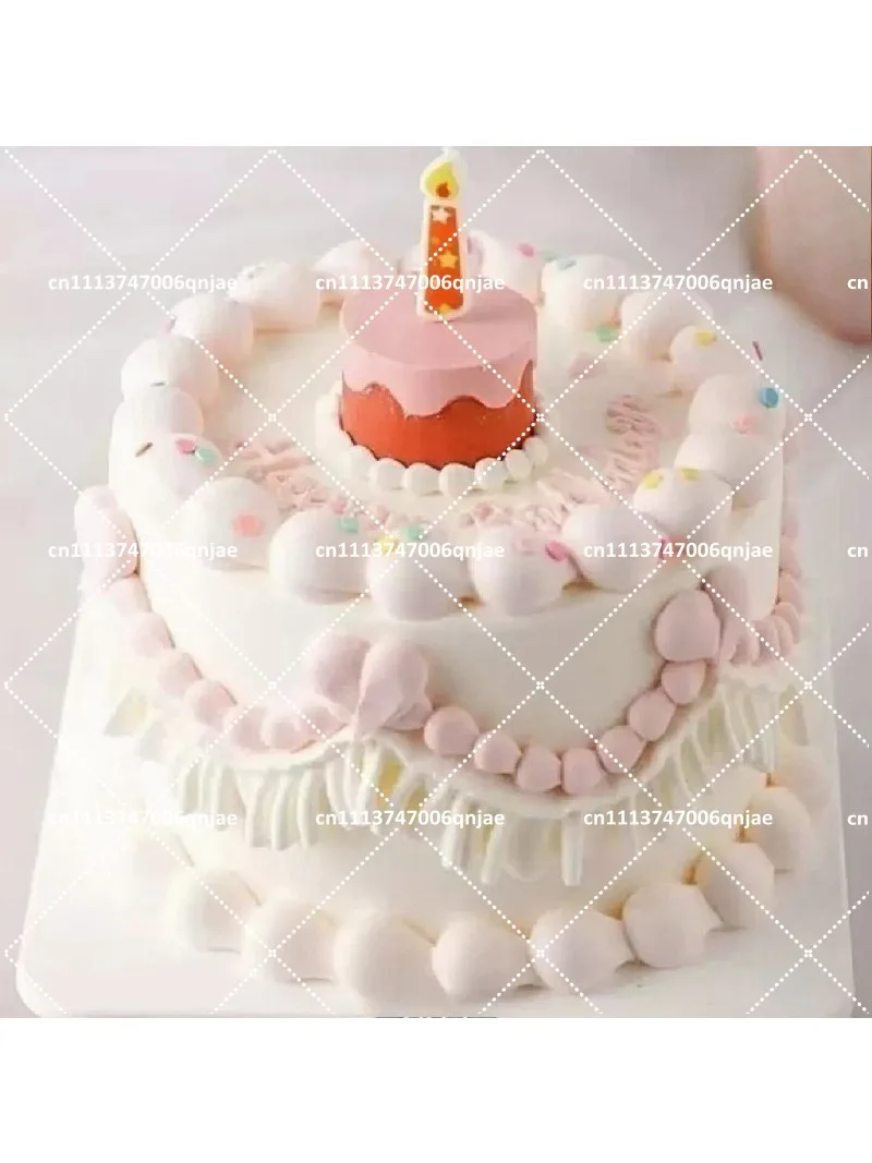 Pink Simulation Cake Mold Birthday Cake Model Display Ornaments Banquet Wedding Photography Props