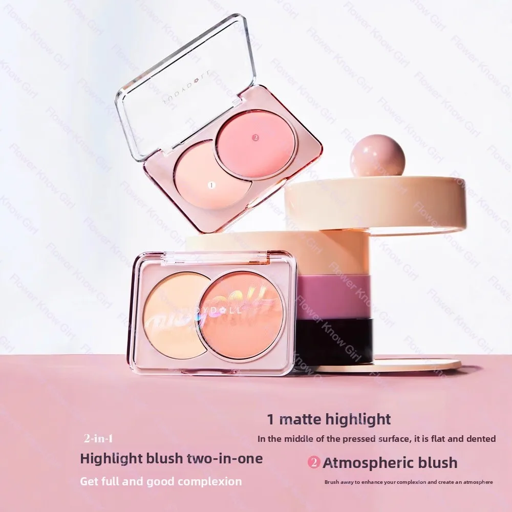 Judydoll Blush bicolore Viola Rosa Espansione Naturale Illumina il tono della pelle Tavolozza per trucco ombretto impermeabile a lunga durata