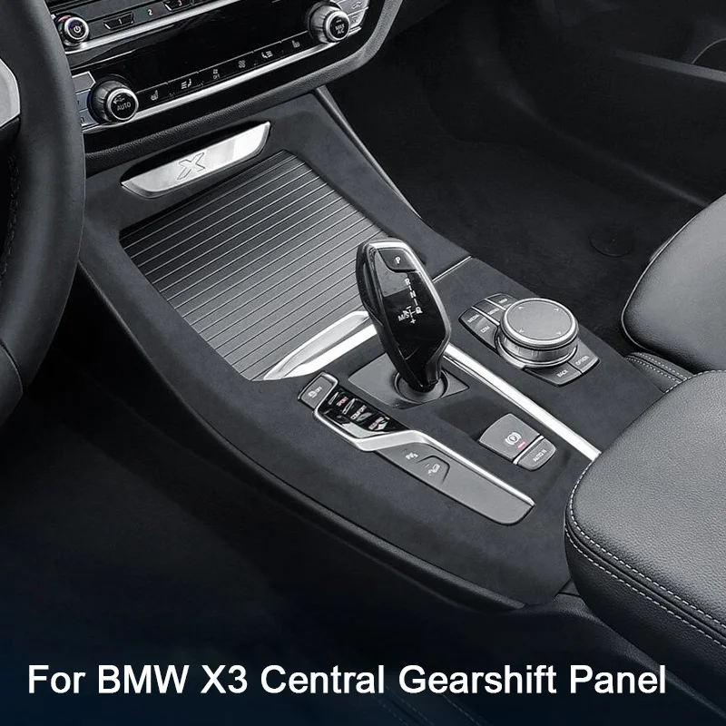 For BMW X3 X4 ix3 G01 G02 G08 2018 2019 2020 2021, Super Suede Car Central Control Gear Shift Panel Trim Cover Auto Accessories