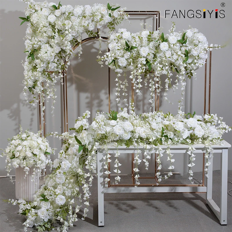 

Artificial Rose Hydrangea Flower Wedding Decoration Flower Row Floral Stage Backdrop Arrangement Orchid Runner Flower Arch Decor