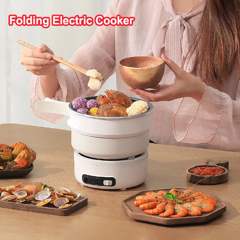 2025 New Separate Folding Cooking Pot 2L Portable Multi-function Cooking Pot Outdoor Travel Home Hot Pot Wok Steamer 500W