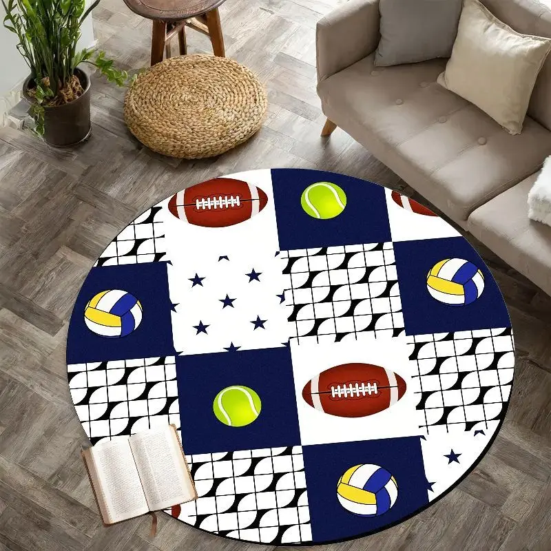 Tapis rond pour ballons de sport, décoration multi-sports, tapis en flanelle douce pour salon et chambre à coucher, tapis de sol au design unique, décoration pour la maison