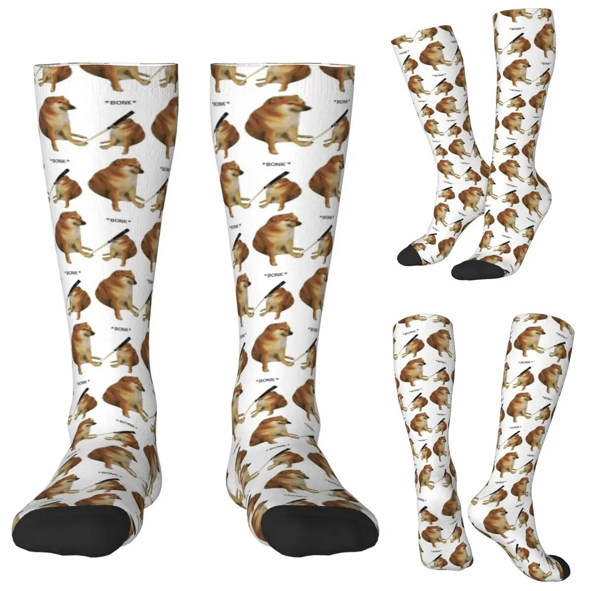 Shiba Inu Dog Bonk Meme Socks Harajuku Stockings All Season Long Socks Accessories for Unisex Birthday Present