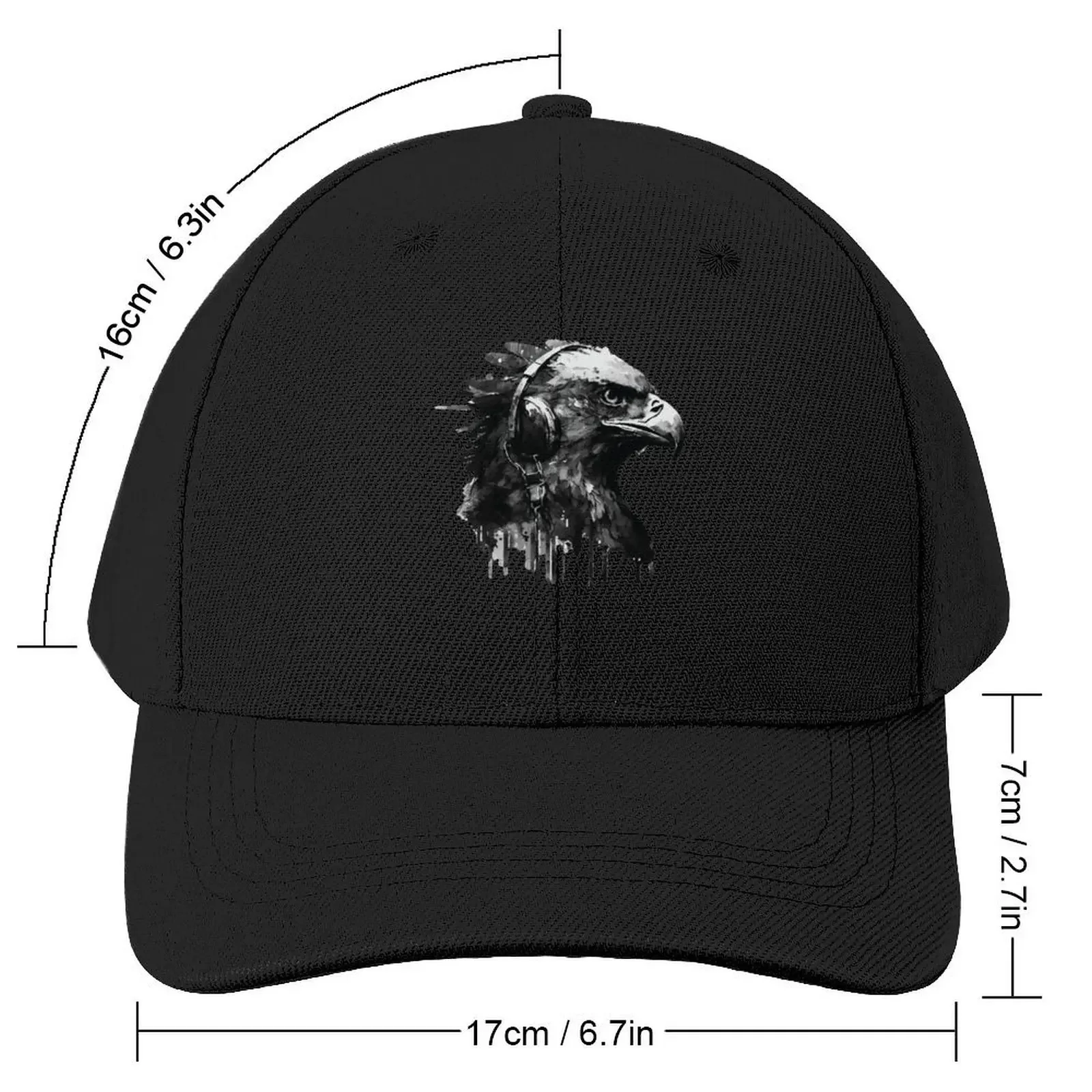 An American Bald Eagle wearing headphones - Animal Street Art Baseball Cap Sports Cap funny hat Icon For Women Men's