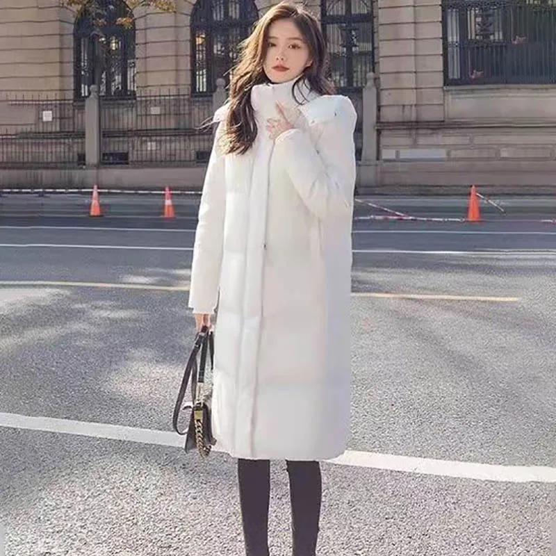 2023 Winter Fashion Warm Down  Women's Mid-length Loose And Simple Temperament White Duck Down Pocket  Women's Trend