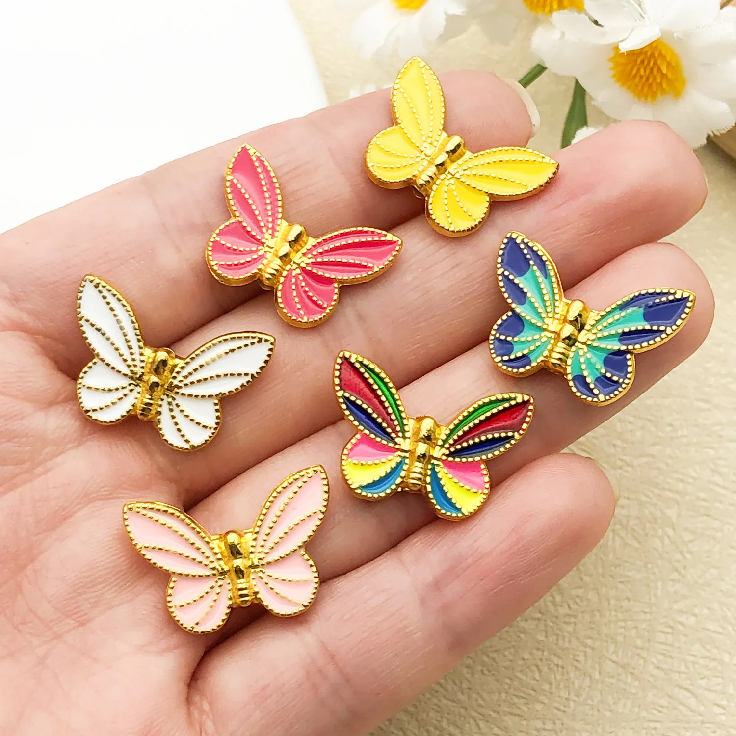 Mix 5/11pcs Drip Oil Bright Golden Butterfly Series Set with Interval Beads, DIY Bracelet, Necklace Jewelry Making Accessories image 4