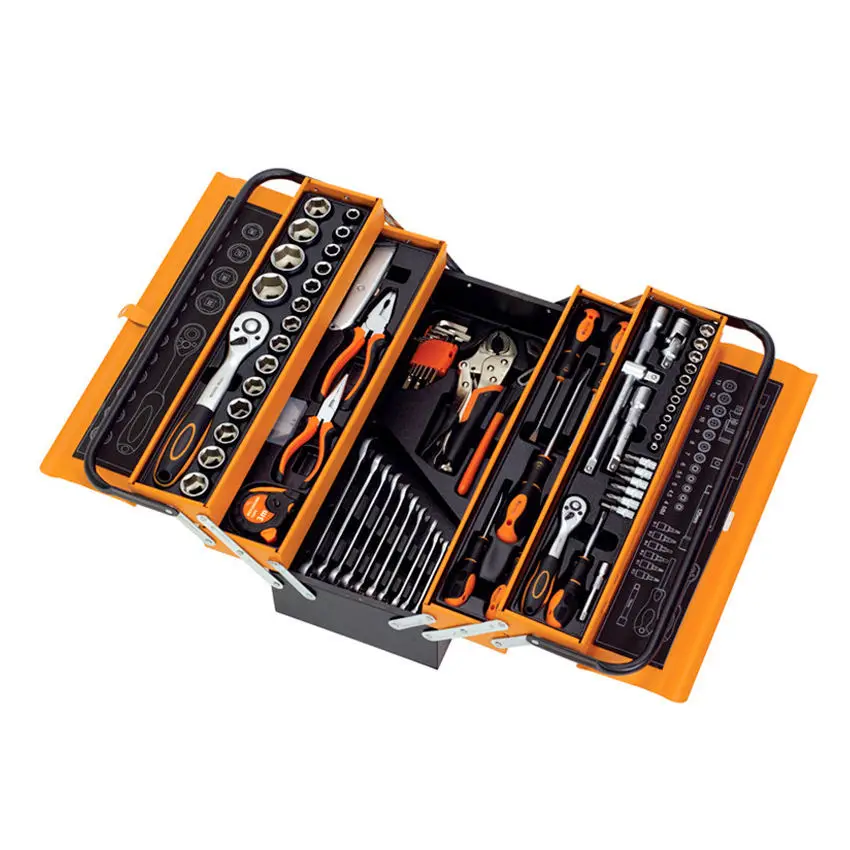 High Quality 85-Piece 20V Metal Hand Tool Box Set for Household & Car Repair Includes Ratchet Wrench Pliers OEM Customization