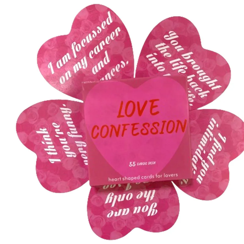 Love Confession Oracle Cards A 55 carte A forma di cuore per gli amanti di alta qualità Fortune Telling divinazione parole chiave d\'amore significato