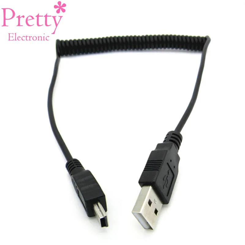 1.5m Mini USB Cable Fast Charging Data Cable For Cellular Phone Digital Camera HDD MP3 MP4 Player Tablets Spring Extension cable