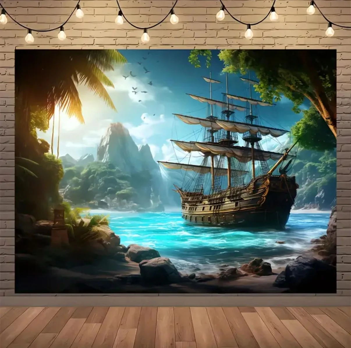 

Pirate Ship Sailor Ocean Theme Background Birthday Party Bedroom Decoration Poster Party Photography Studio Props