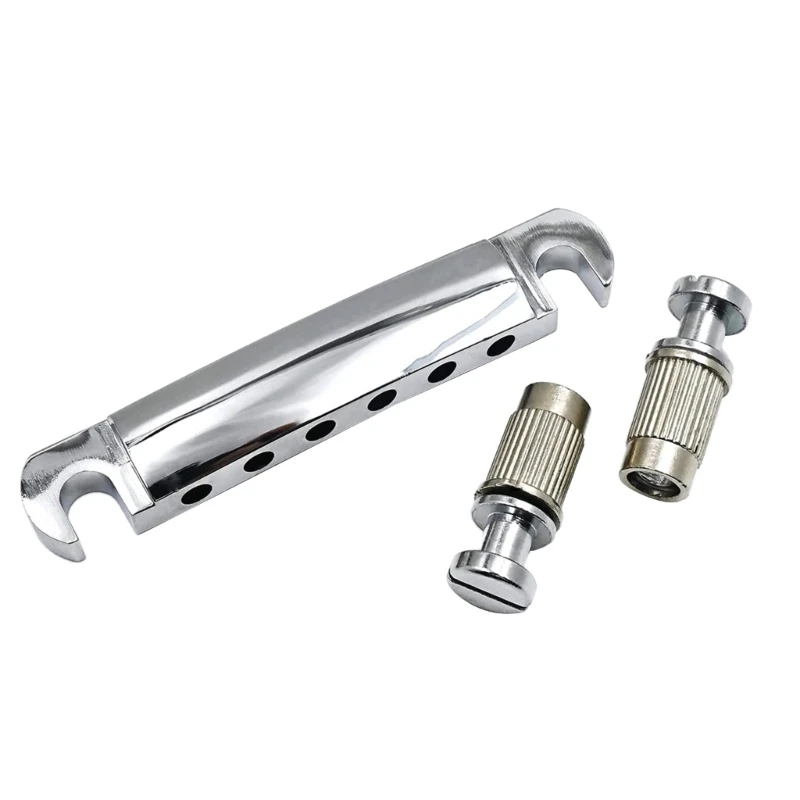 Silver Electric Guitar Tune O-Matic Tailpiece and Bridge Set with Studs Mounting Accessories Guitar Replacement Parts