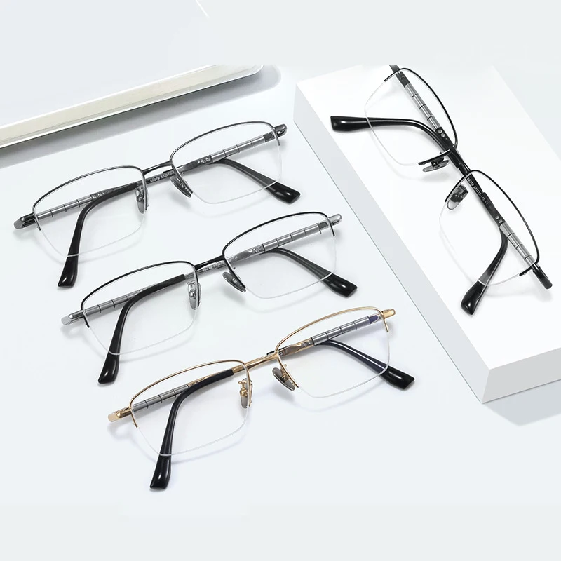 Ultra-Light Pure Titanium Glasses Frame Men Business Casual Eyeglasses Silver Super Light Spectacles Retro Artistry Spectacles