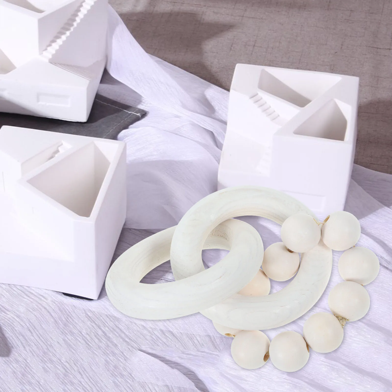 

Wooden Circle Decor Farmhouse Link Chain Wall Art Home Desktop Ornament For Living Room Office Bedroom Cabinet Decoration