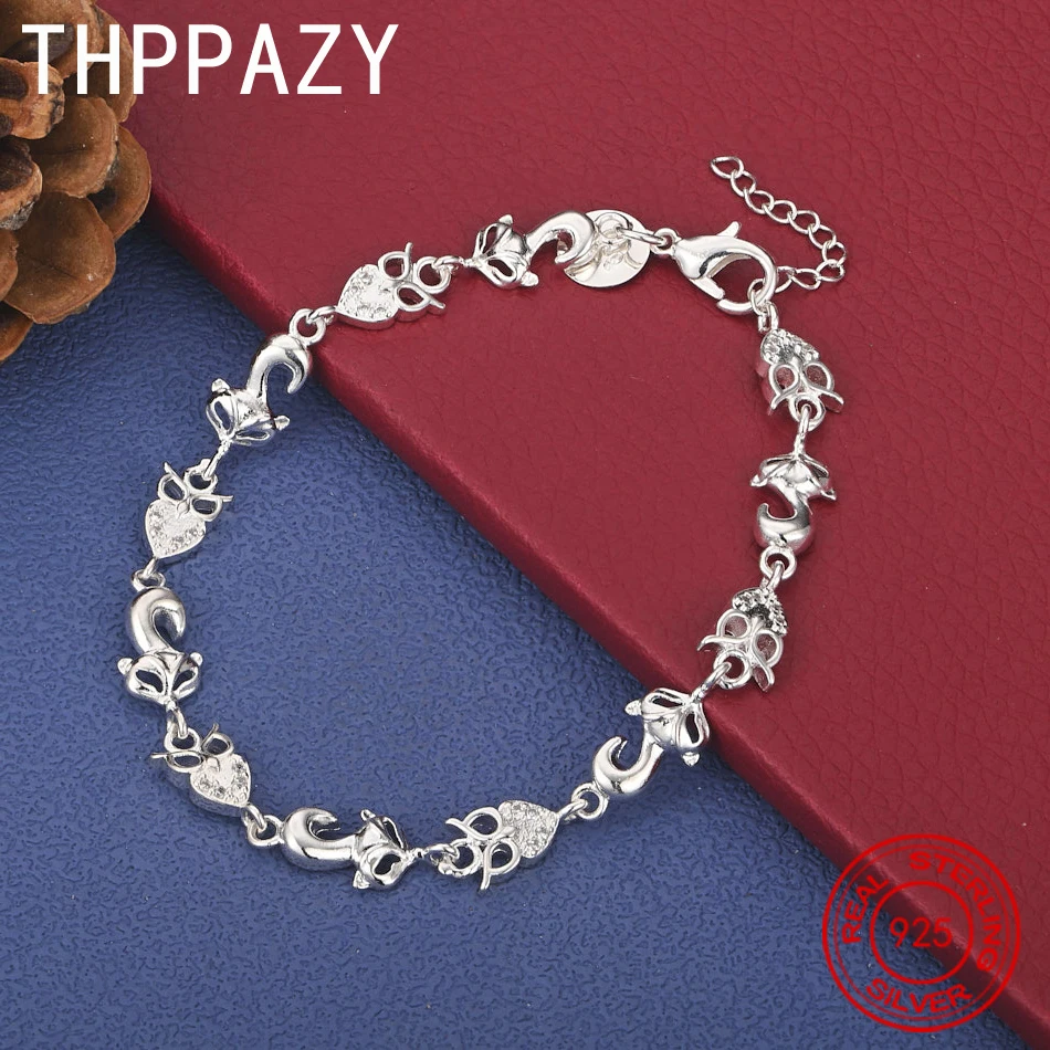 

THPPAZY браслет из стерлингового серебра 925 пробы с изображением лисы и совы для женщин, модные высококачественные украшения, популярный подарок на Рождество, праздники и вечеринки