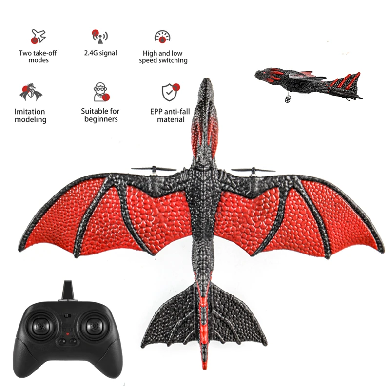 RC Dinosaur Plane Z60 EPP Anti-Wear Foam RC Glider 2.4G 2CH Fixed Wingspan Airplane Gyro System Dragon Plane Gift Toys for Boys