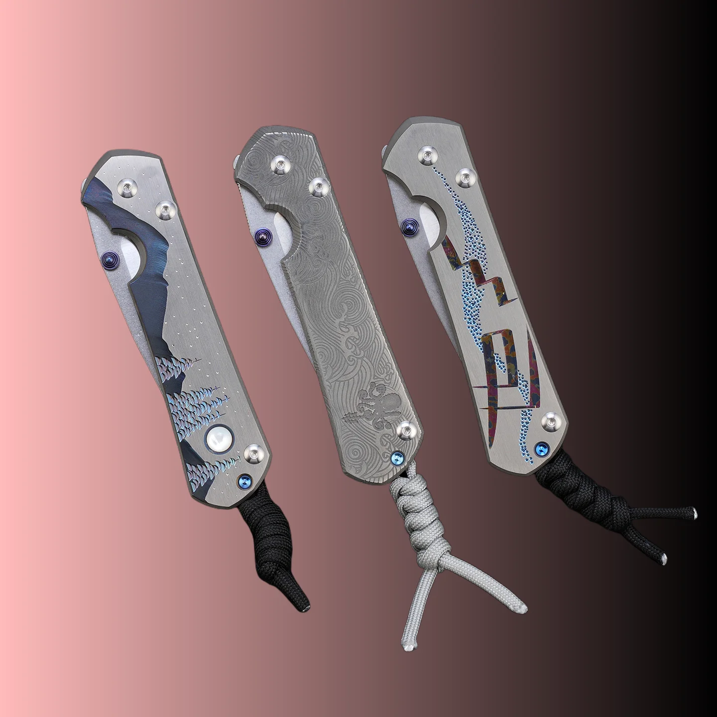 CR- Night Sky Sparkling Folding Knife, titanium alloy anodized gradient handle, M390 Pure handcrafted knife