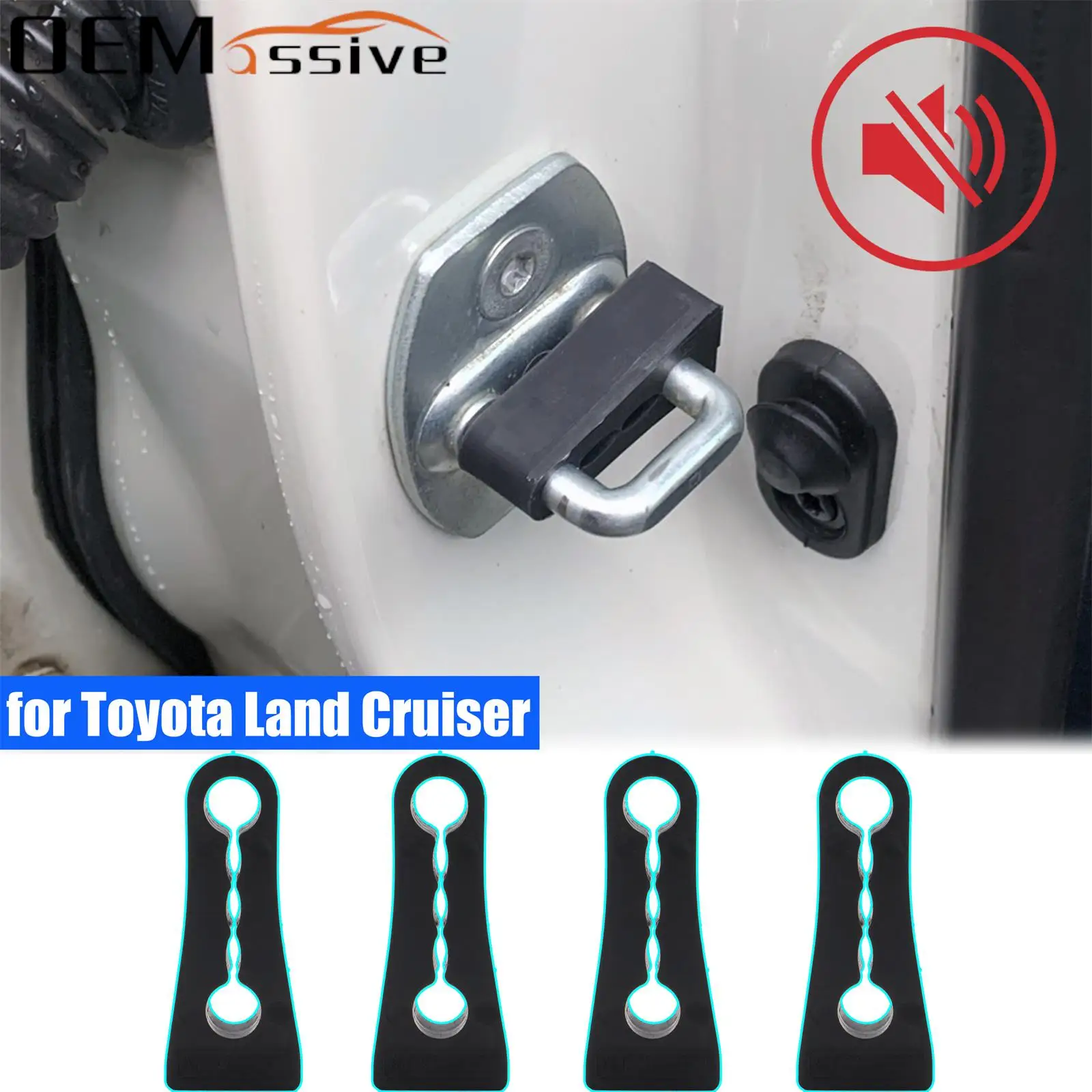 Car Door Lock Deadener Damper Buffer For Toyota Land Cruiser J100 J200 LC100 LC200 Rattling Quiet Noise Deaf Sound Insulation