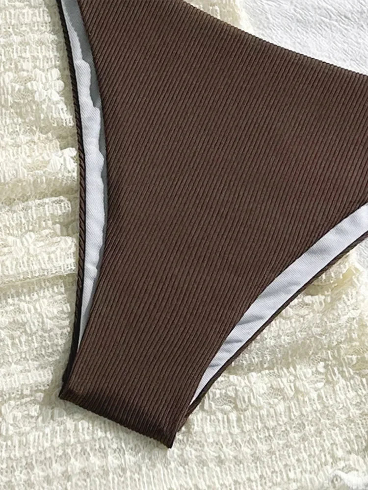 UETEEY 2025 Nuovo Costume da bagno estivo Bikini Set Donna Sexy Solid Allacciato Bikini Gonna a rete in pizzo Set da 4 pezzi Costume da bagno diviso Bikini