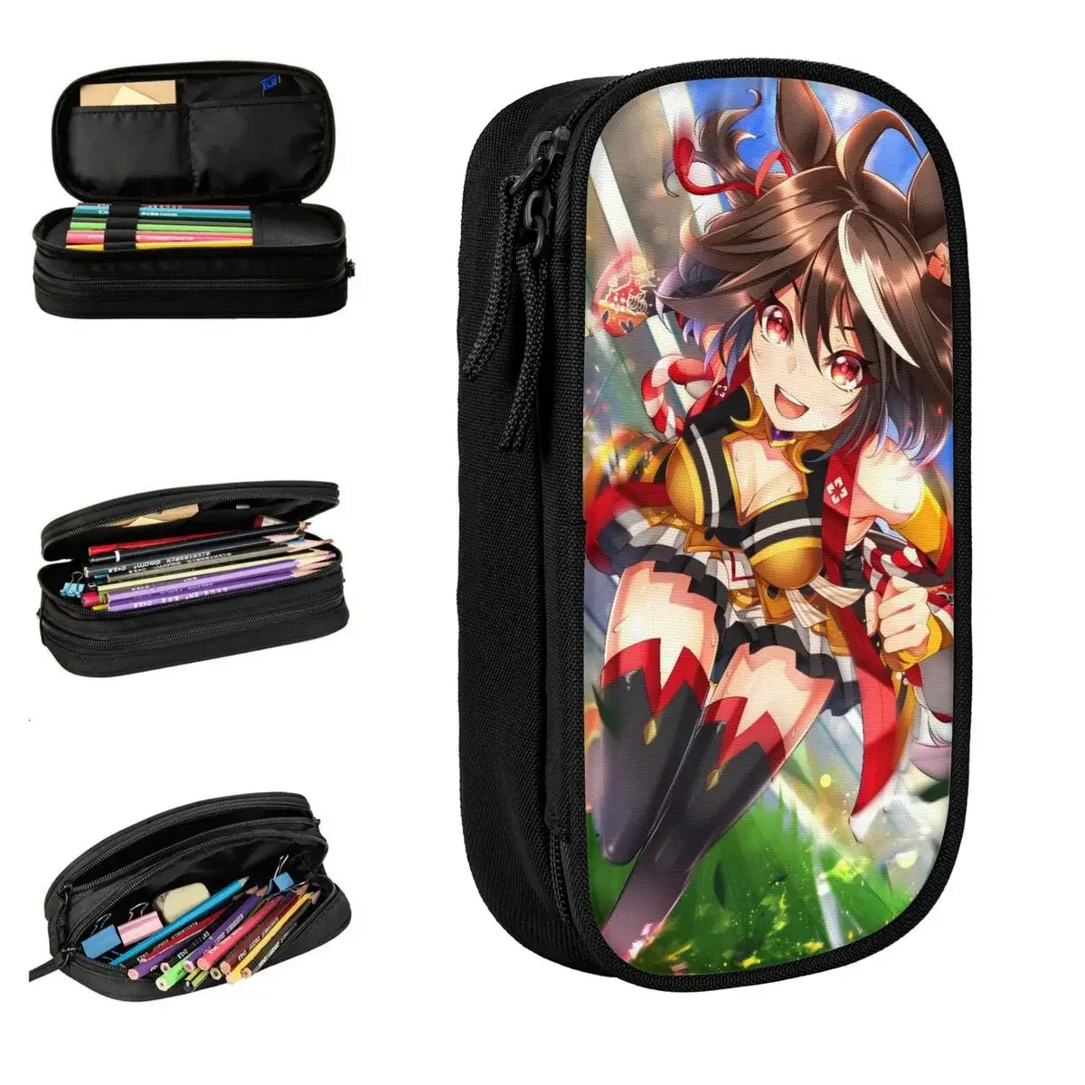 Uma Musume Pretty Derby Pencil Case Pencilcases Pen Box for Girls Boys Large Storage Bag Students School Gifts Stationery
