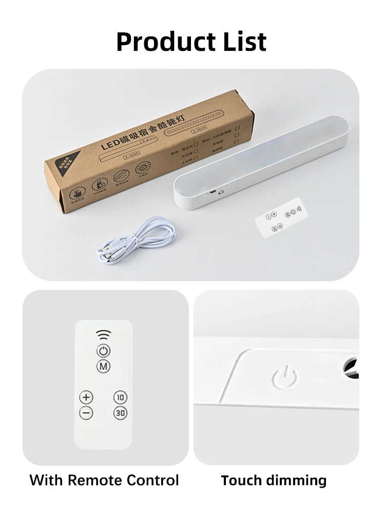 Nachtlampje LED Night Light 3 Color Cabinet Light USB Rechargeable Remote Dimmable Magnetic Night Lamp for Home Kitchen Bathroom