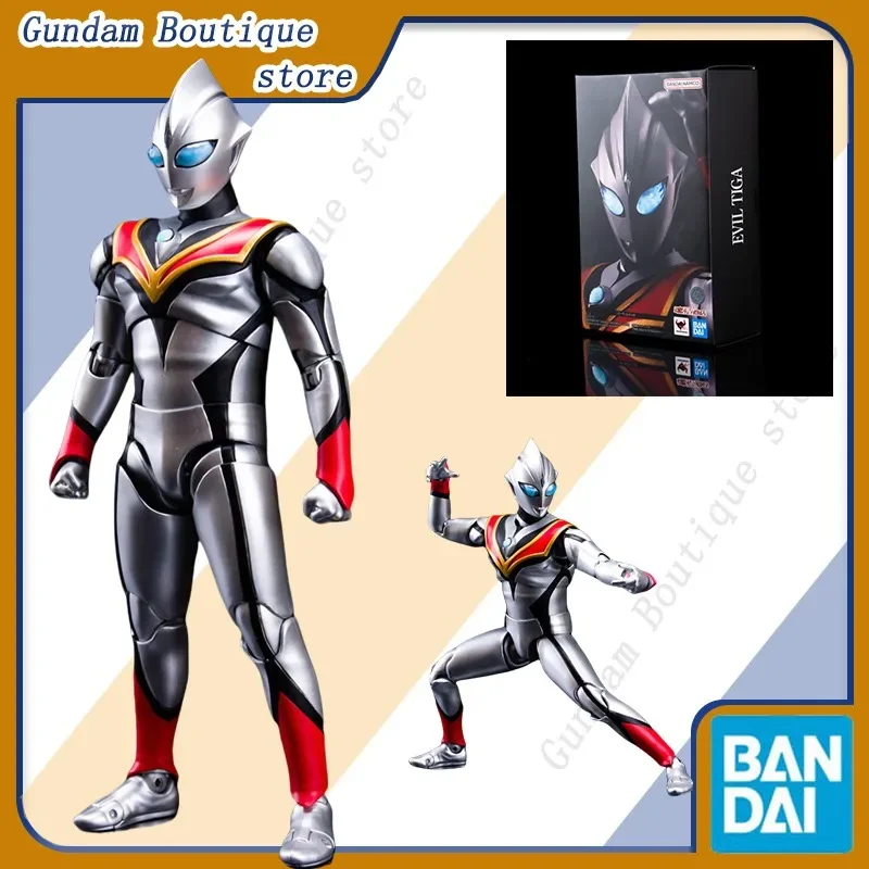 

Bandai Genuine SHF Ultraman Tiga Evil Tiga Anime Action Figure Joints Movable Collectible Model Toys Ornaments Gift Children Boy