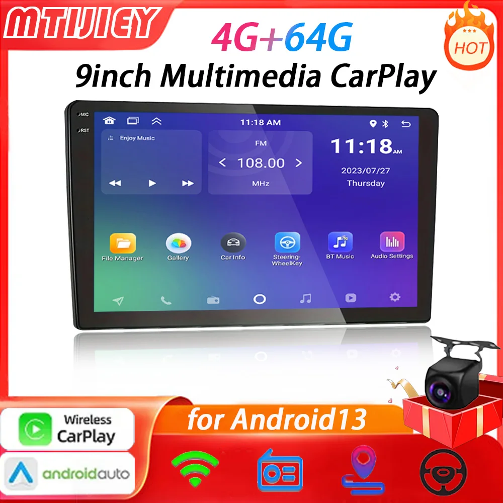 

MTIJIEY 4+64G 9inch Carplay Android Radio Multimedia CarPlay Android Auto 2 din stereo Player 8Core For Toyota Nissan Honda FIAT