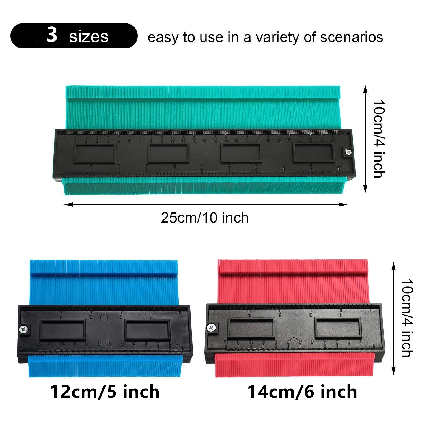 12/14/25cm Irregular Contours Gauge Arc Ruler Plastic Gauge Contour Profile Scale Template Curvature Scale Tiling Laminate