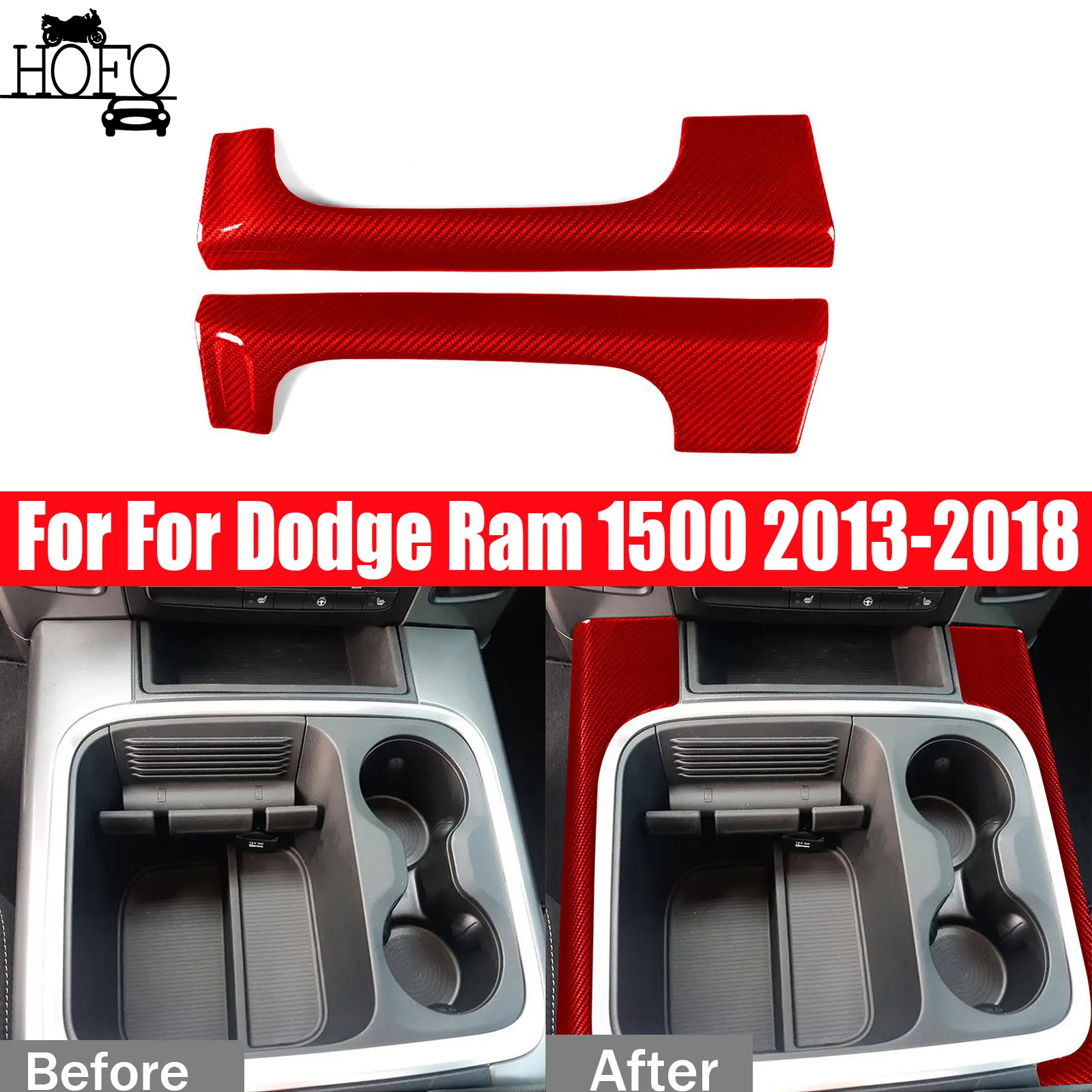 

Carbon Fiber Gear Shift Both Side Panel Trim Cover For 2013-2018 Dodge Ram 1500