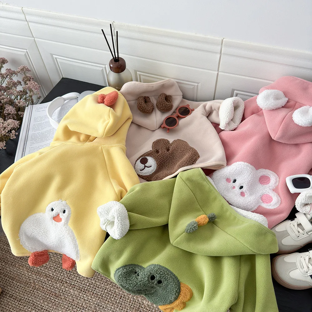 

Children's Cute Animal Jacket For Kids Winter Warm Rabbit Coats Zipper Hooded Outerwear Toddler Girls Casual Overcoat Clothes