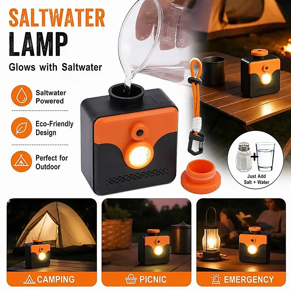 Emergency Saltwater Lamp Self Generating No Need For Charging Portable Hook High Beam High Brightness Flashlight