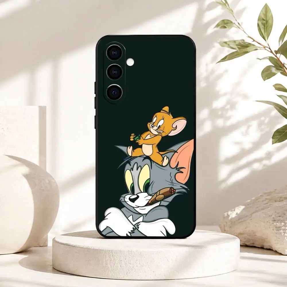 C-Cute cartoons TomS and JerryS Phone Case For Samsung Galaxy A73,A72,A71,A70,A53,A52,A51,Soft Silicone Black Cover view 5