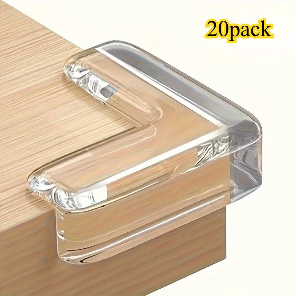 20pcs Transparent PVC Corner Protectors Durable Safety Guards for Power Outlets&Table Edges-Clear Adhesive Corner Guards
