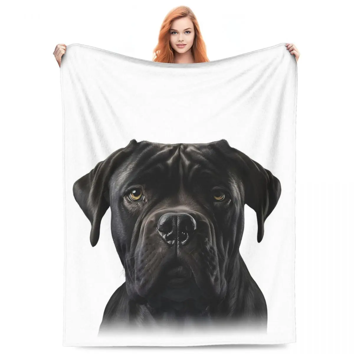Black Cane Corso Italian Mastiff Blanket Flannel Sofa Throw Blanket Portable for Home Bedroom Travel Throws Bedspread Quilt