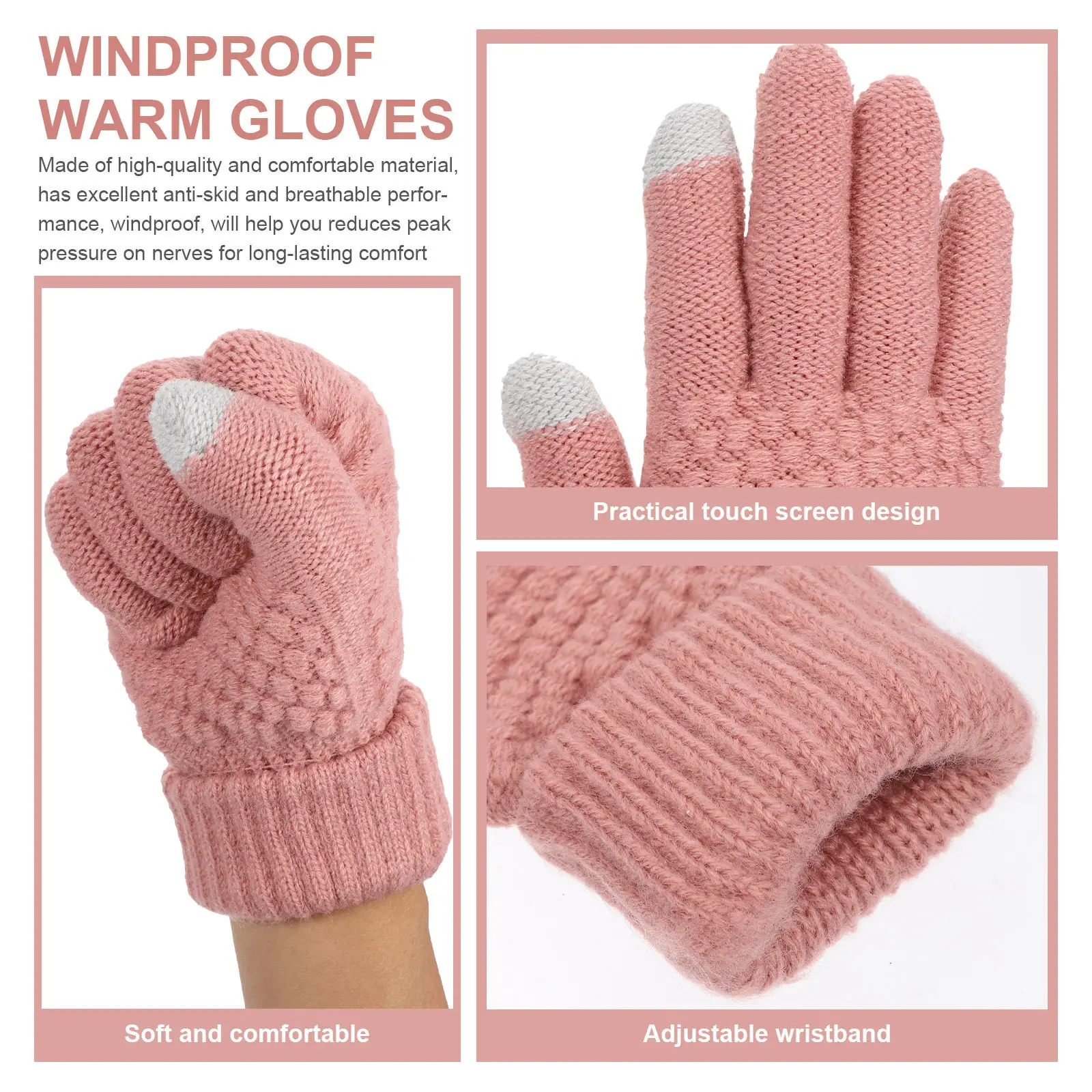 

2 пары теплых зимних перчаток с сенсорным экраном, ветрозащитные, для женщин, для активного отдыха, катания на лыжах, походов, кемпинга, верховой езды