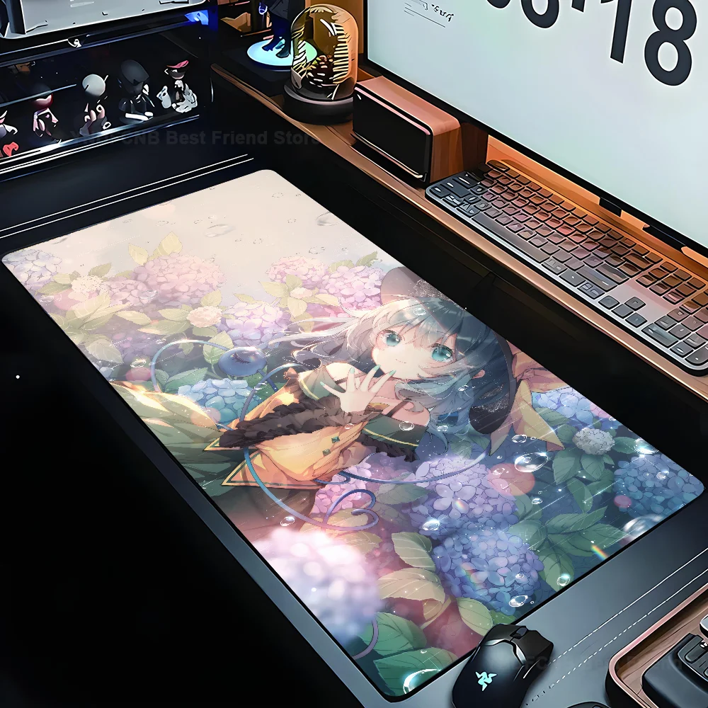 

Kochiya Sanae Touhou Series Anime Girl Mousepad Mouse Mat Desk Mat With Pad Gaming Accessories Prime Gaming XXL Keyboard Pad