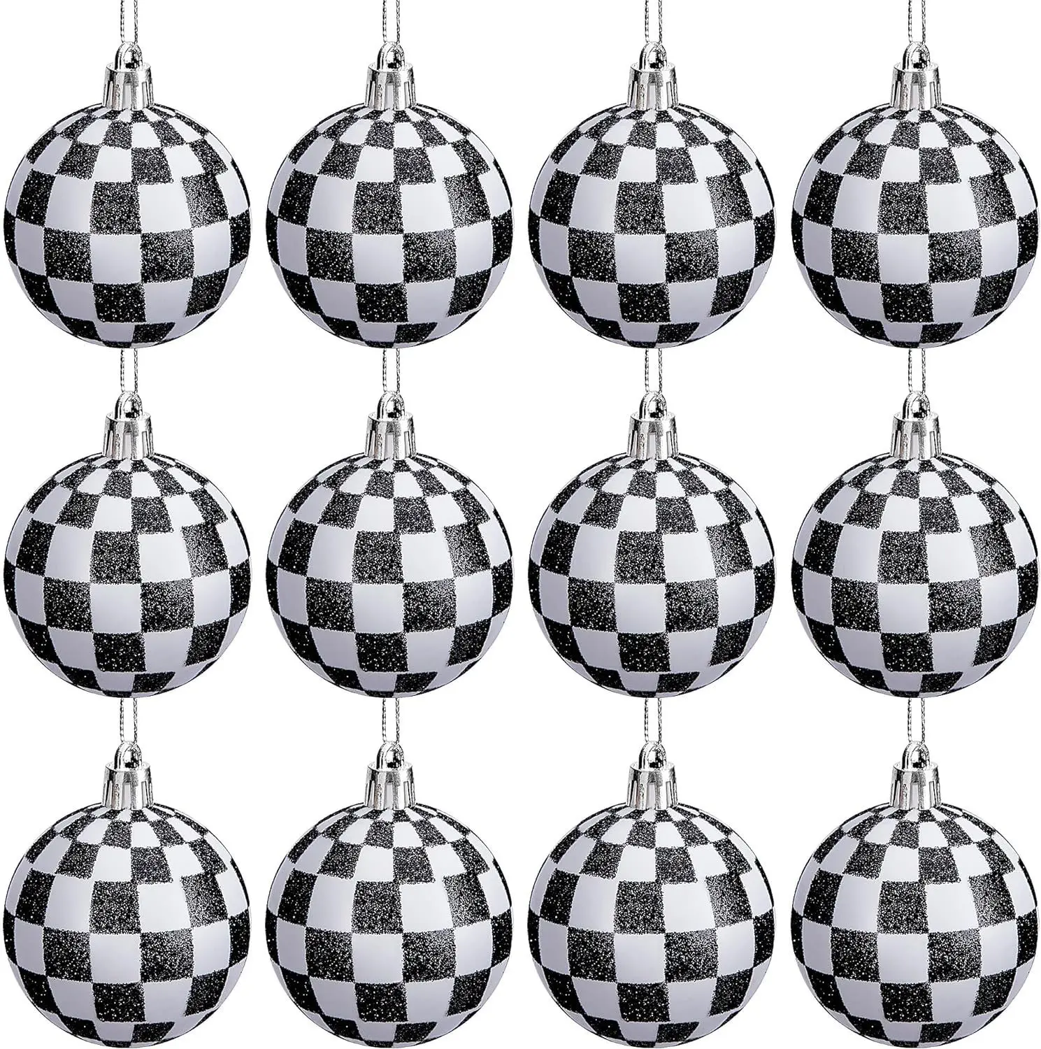 

6cm 12pcs White Ball Square Christmas Ball Christmas Tree Decoration Pendant Decorations Party Supplies Christmas Ornaments