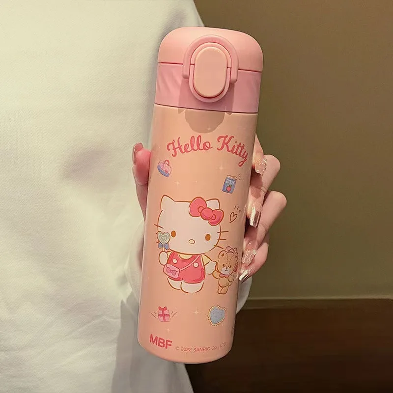 

Children's Thermos Bottle Girl Beautiful and Lovely with Straw Water Cup Male and Female Children Pupil Hello Kitty Knife Sanrio