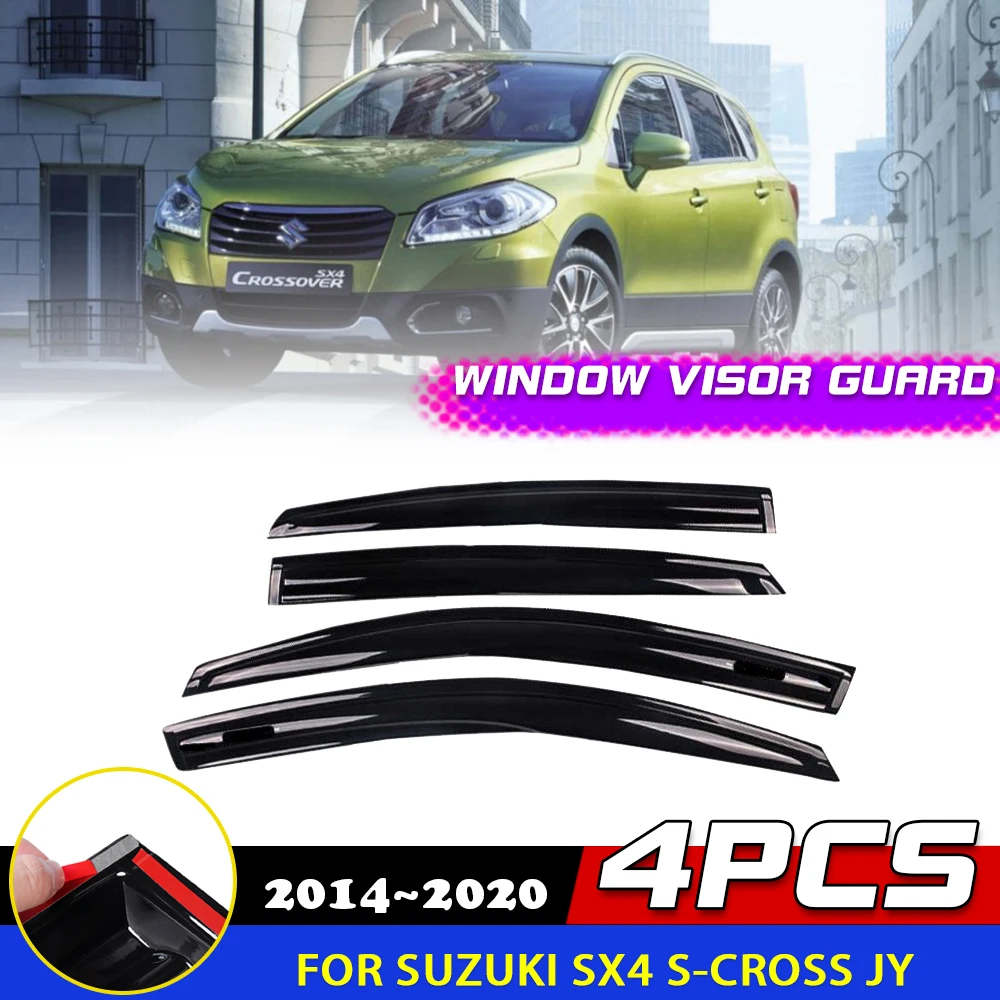 

Козырек на окна для Suzuki SX4 S-Cross JY 2014 ~ 2020 2015 2016,2017 2018 2019 защита от дыма на дверь, защита, навес, дождь, аксессуары для бровей