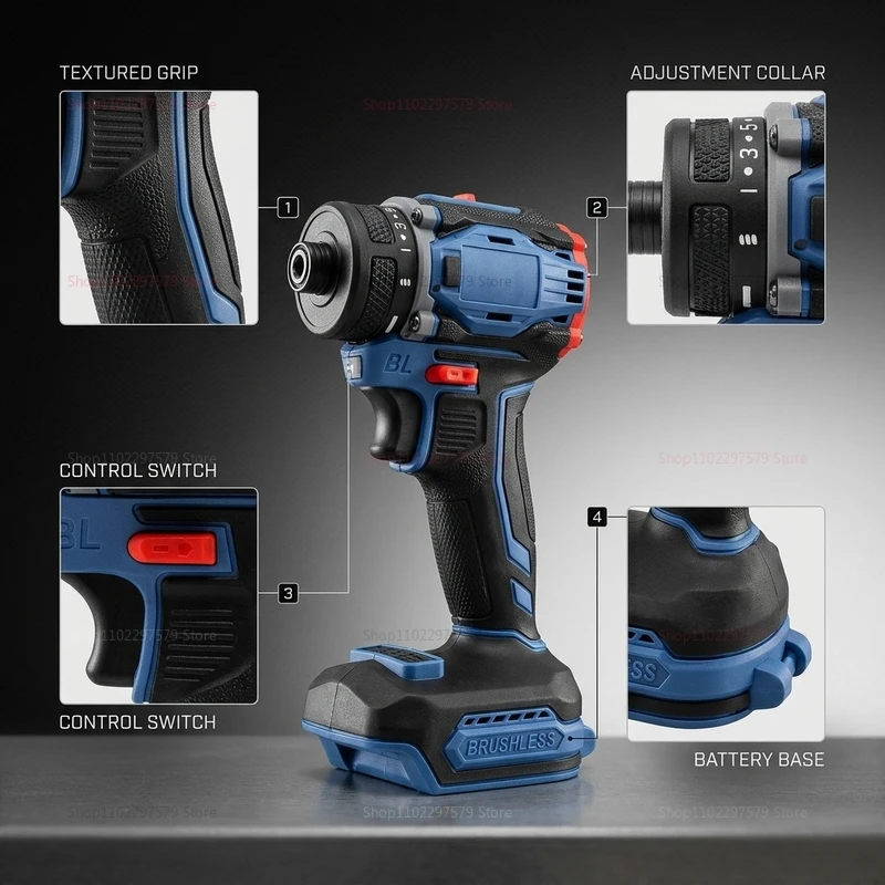 Brushless Electric Screwdriver 1/4 Inch 4000RPM Dual Speed Cordless Drill Battery for Home DIY Furniture Assembly and Repairs - view 4