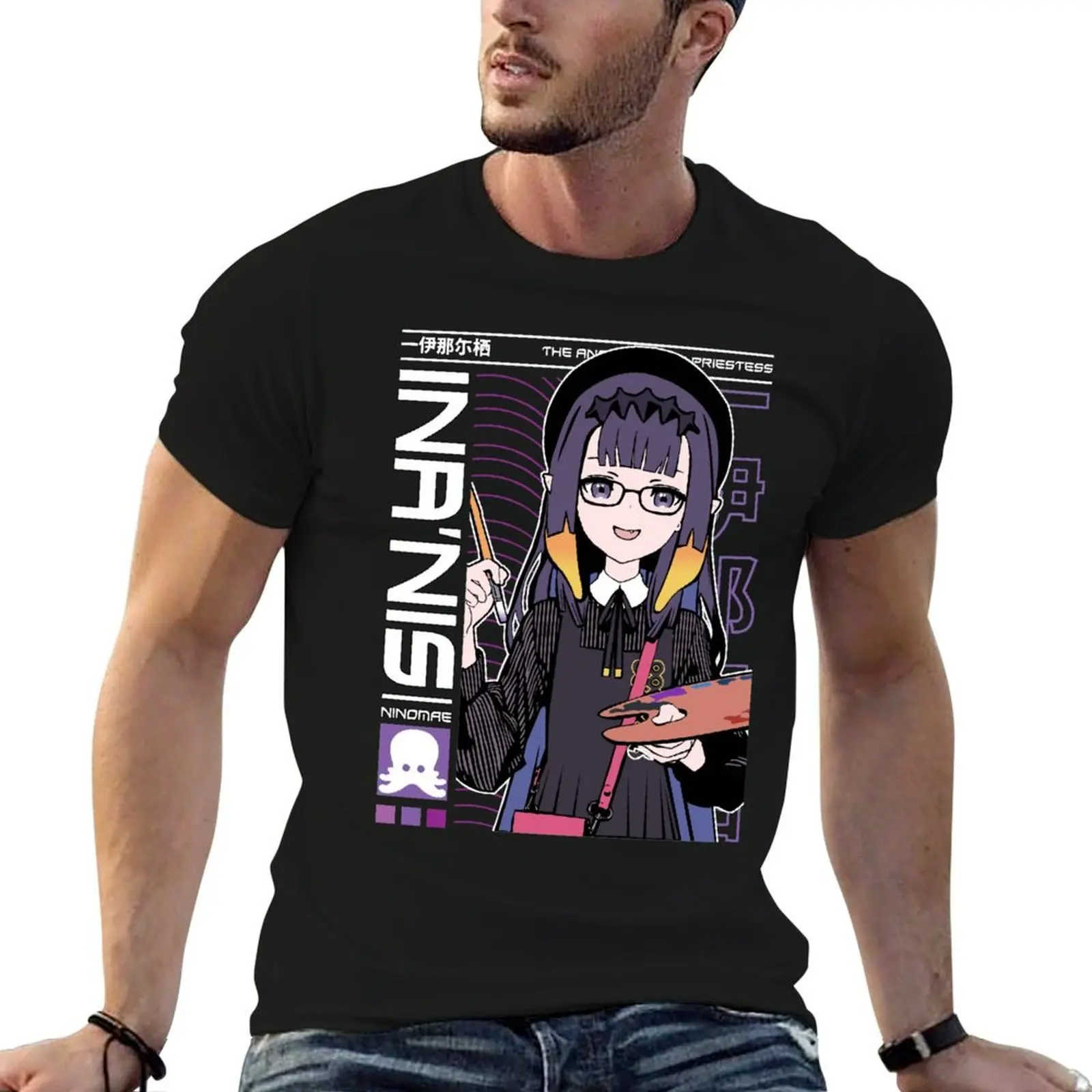 

Hololive EN Painting with Ina T-Shirt man t shirts for men casual man t shirts high quality luxury brand T-Shirt