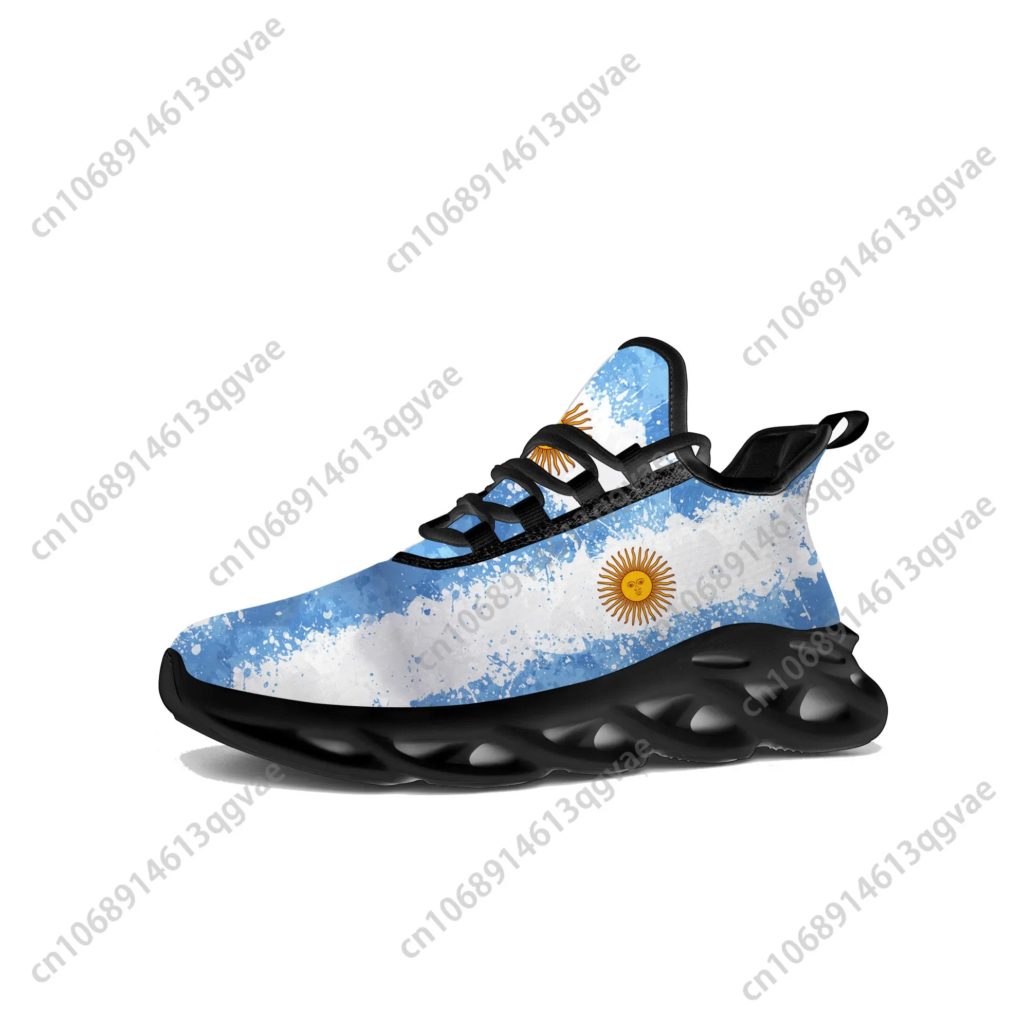 Zapatillas de deporte planas con bandera de Argentina para hombre y mujer, deportivas de Argentina para correr, zapatillas de deporte de alta calidad, calzado de malla con cordones, zapatos hechos a medida