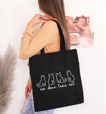 Un Deux Trois القط السيدات حمل حقيبة مالك هدية القط عاشق الهدايا القط أمي الهدايا القط أبي هدية حمل حقيبة مضحك حمل حقيبة لطيف حمل حقيبة