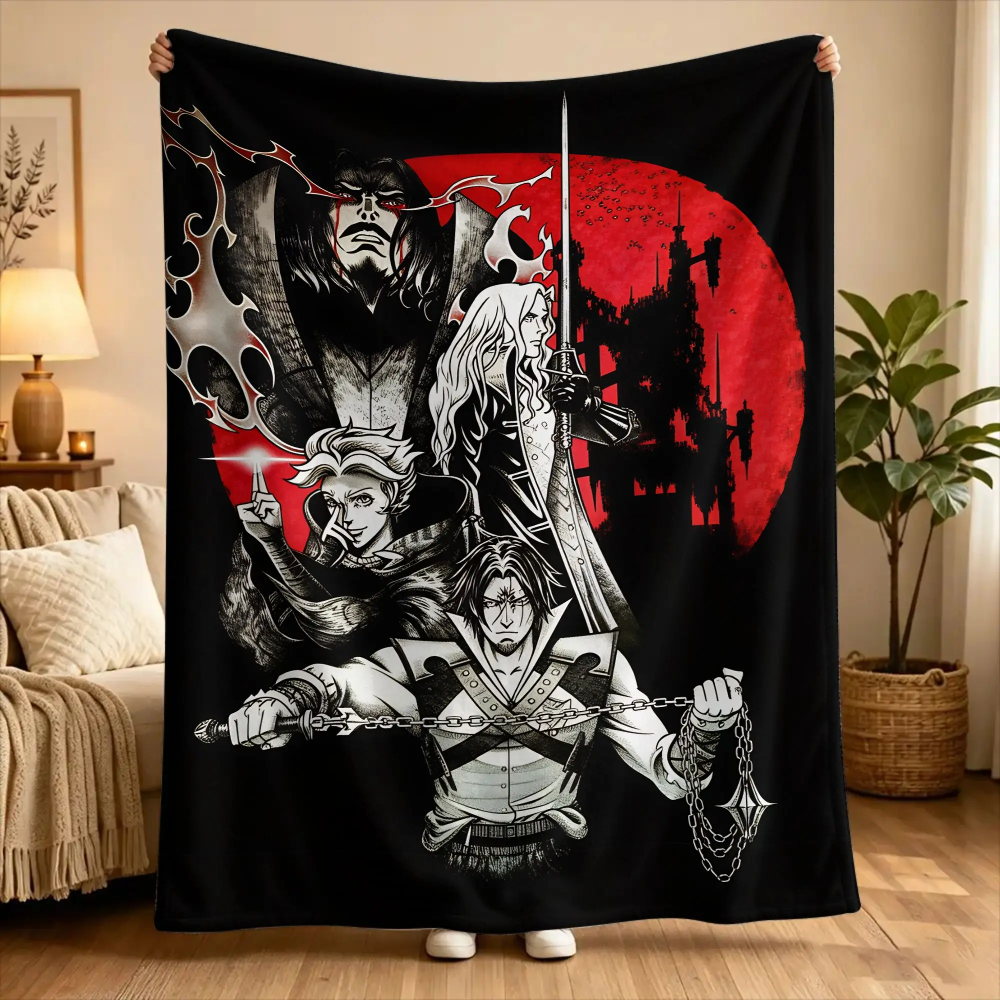 C-Castlevania Alucard Blanket Quality Warm Soft  Throw Blanket Winter Camping Couch Bed Print Bedspread