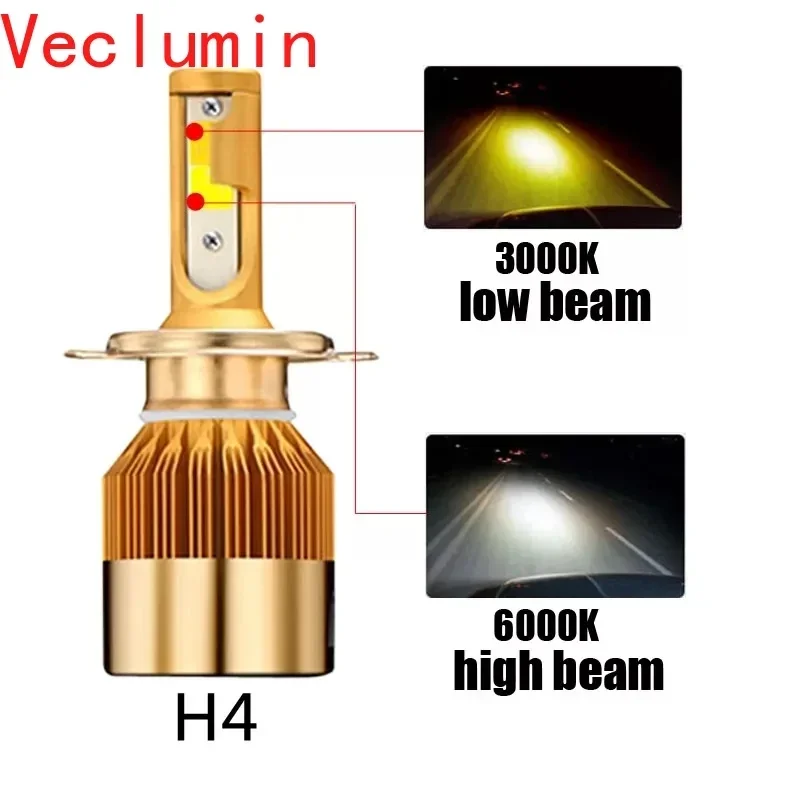 Double color H4 H7 Led Bulb Headlight 12V H8 H1 H3 9005/HB3 9006/HB4 Car-styling LED Dual Car Bulb 3000K 6000K  9600LM Fog Light