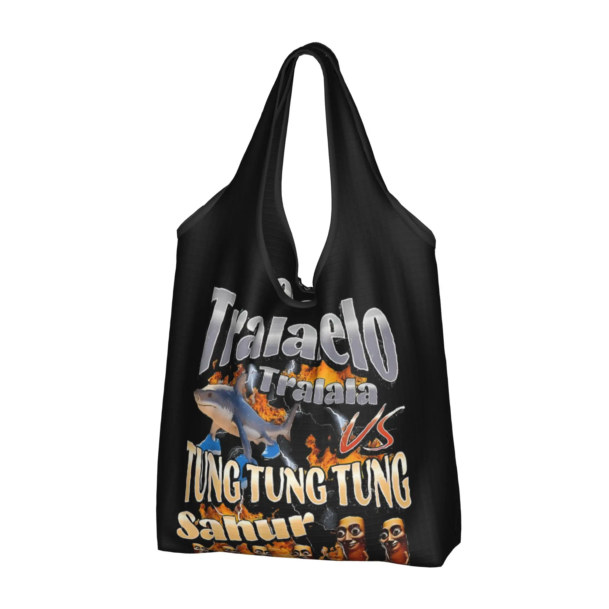 Italian Brainrot Hot Grocery Shopping Tote Bags Women Funny Cartoon Shopper Shoulder Bags Big Capacity Handbag