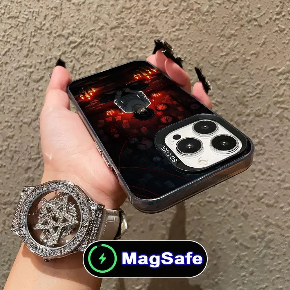 Death note l lawliet caso de telefone móvel para iphone 16 15 14 13 12 11 pro max plus magsafe translúcido cor capa luxo bonito