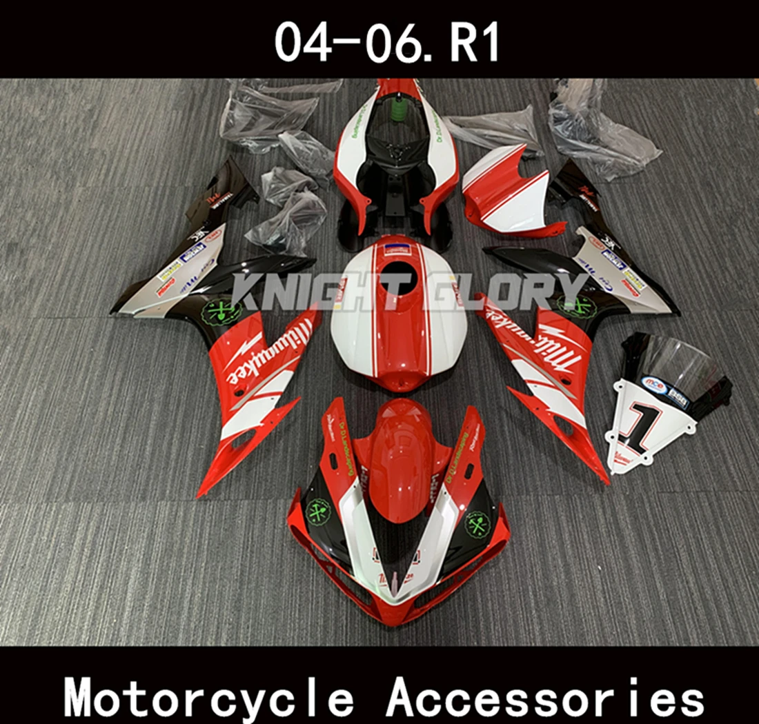 

Suitable for YZF-R1 YZF R1 2004 2005 2006 Motorcycle Shell Fairing Spoiler Bodywork Set ABS Injection Molding RN12