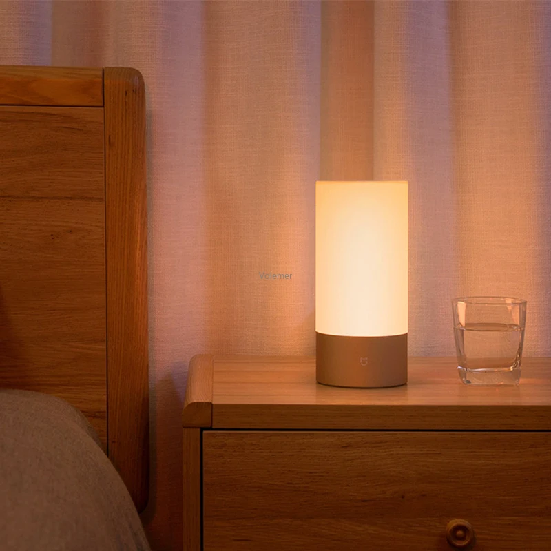 Xiaomi MIJIA-Lámpara de mesita de noche inteligente, luz LED de mesa con Control inalámbrico por aplicación Mi Home, luz nocturna de escritorio para dormitorio, WIFI, Control remoto, 1