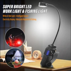 Super Bright LED Flashlight Foldable Work Light Outdoor Portable Camping Light with White Red Light and Smart Sensor